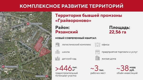 В Рязанском районе Москвы построят большой квартал с жильем и «коммерцией»