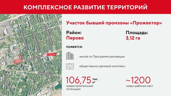 В Перово выбран новый участок для строительства жилья и бизнес-центра